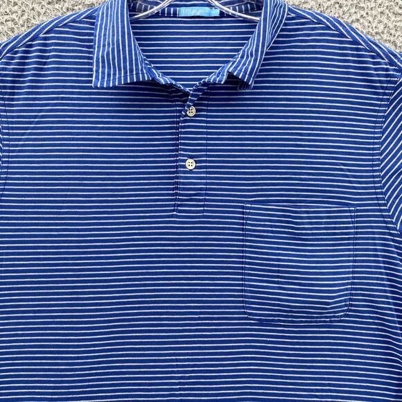 J. McLaughlin Polo Shirt Mens Medium Blue Striped Golf Preppy Tennis core Sports - Picture 3 of 9